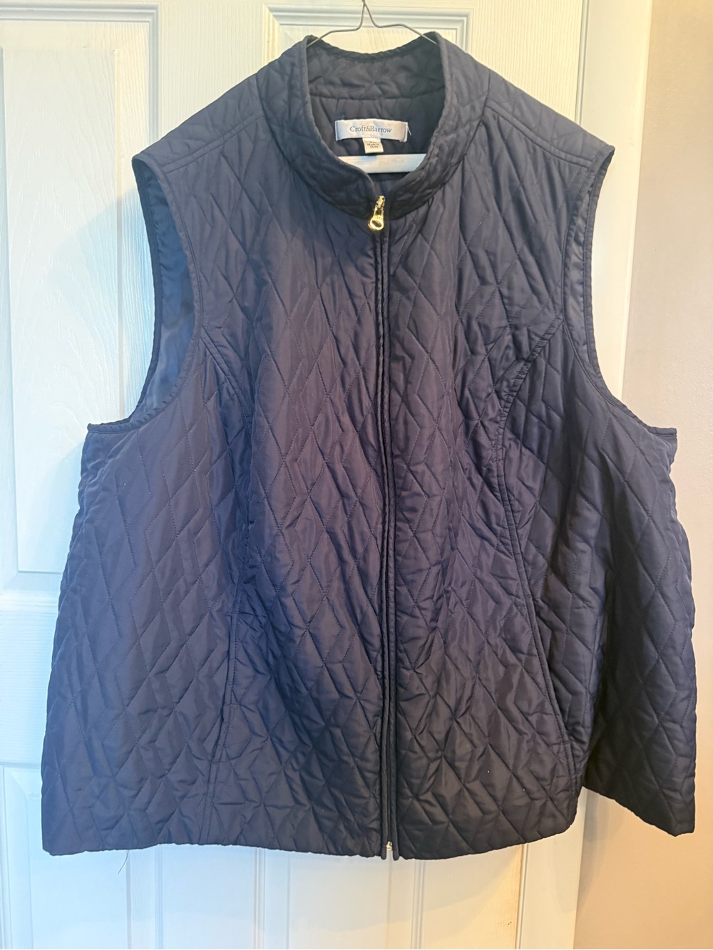 croft & barrow Navy Quilted Zip-Front Vest